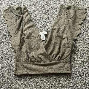 Elegant Olive Lace Top